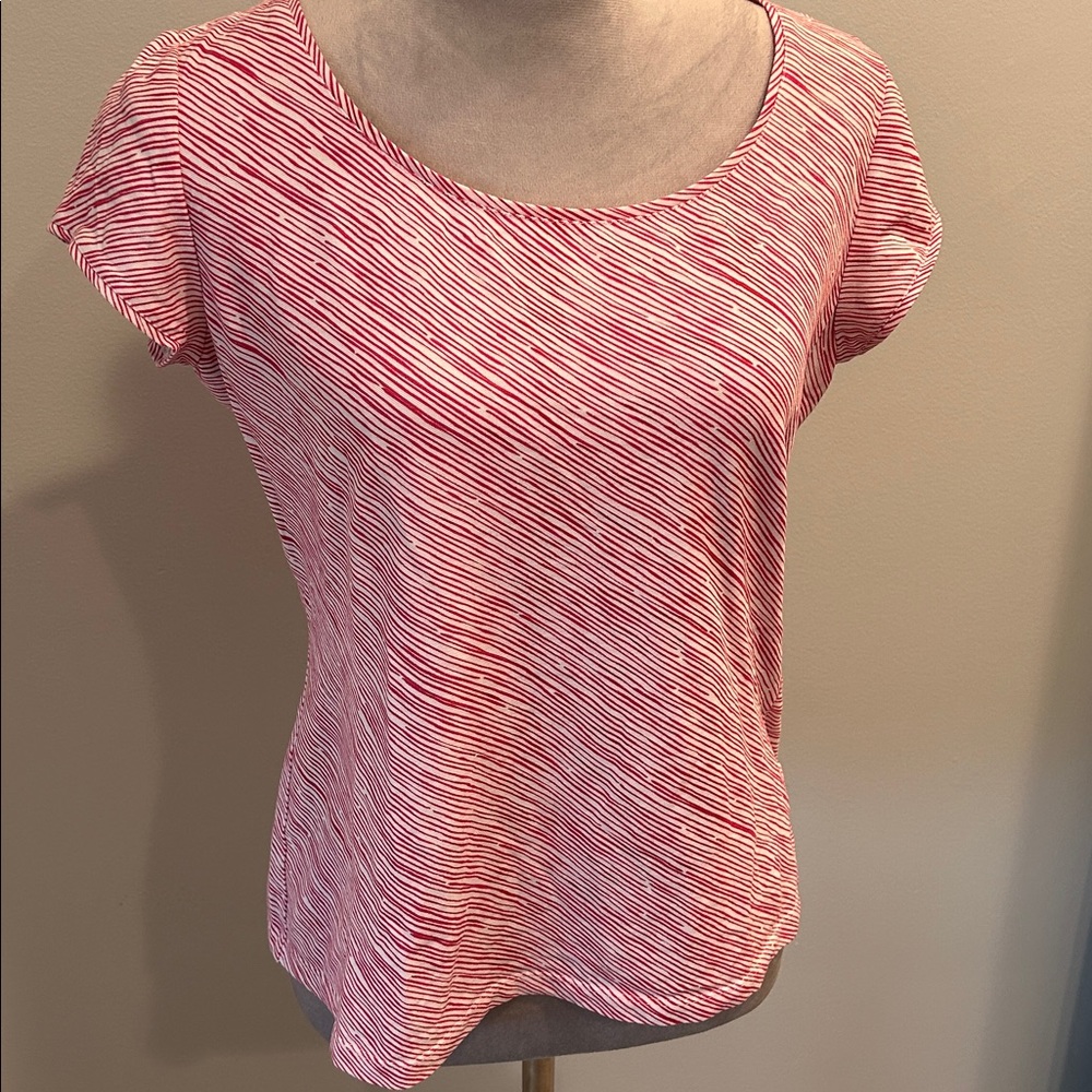 Lafayette 148 NY Twist Back Top M 
Stretch Stripe Scoop Neck Top